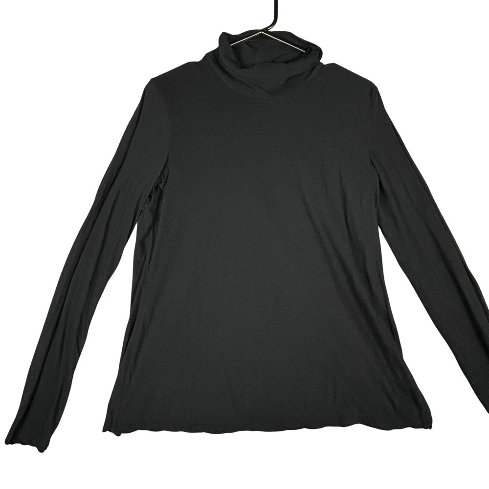 STANDARD JAMES‎ PERSE Black Long Sleeve Turtleneck Top Size 4 Semi-open Back